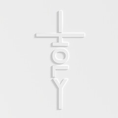 Holy word in the shape of a cross. Christian, religious and church typography concept. Design with christian icon divine. 3D render