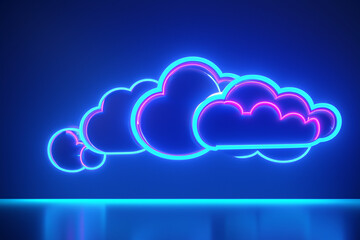 3d rendering neon-clouds (blue) - obrazy, fototapety, plakaty