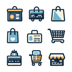 Vector e-commerce line icon set, shopping symbols collection, 