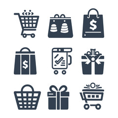 Vector e-commerce line icon set, shopping symbols collection, 