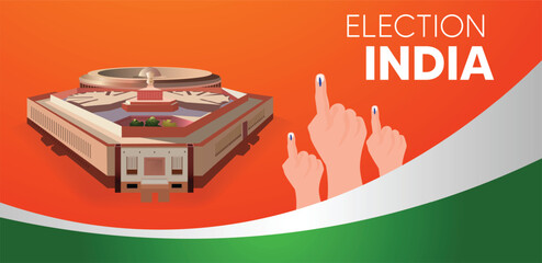 election in India with new parliament Indian flag background vote day vector