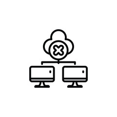 Cloud with a cross mark, computer disconnect to the 