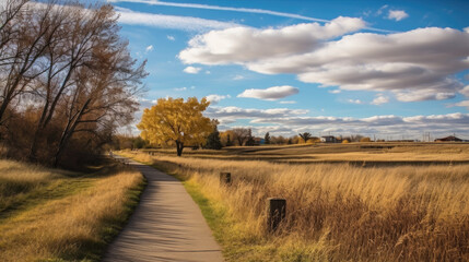 path road in the park autumn forest field