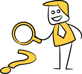 Doodle Businessman Searching Question Mark Illustration
