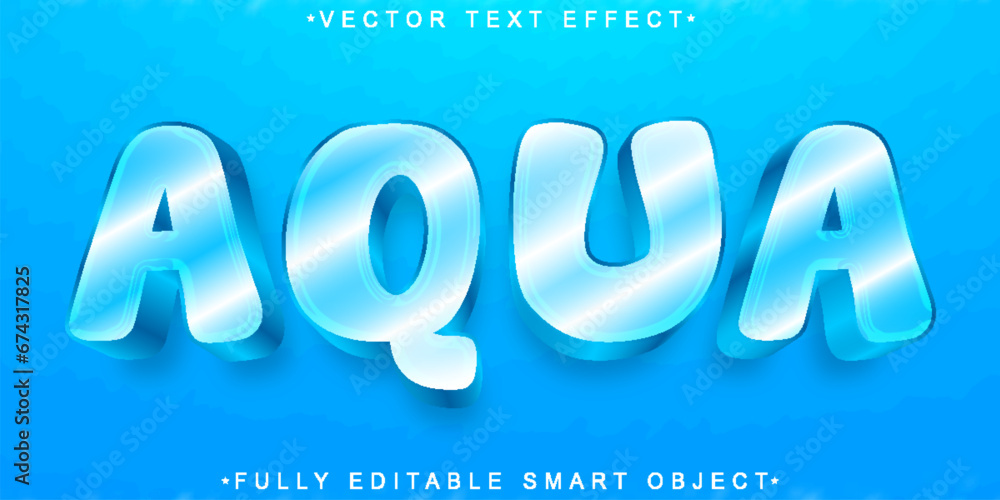 Poster cartoon aqua vector fully editable smart object text effect