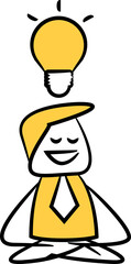 Doodle Businessman with Idea Bulb
