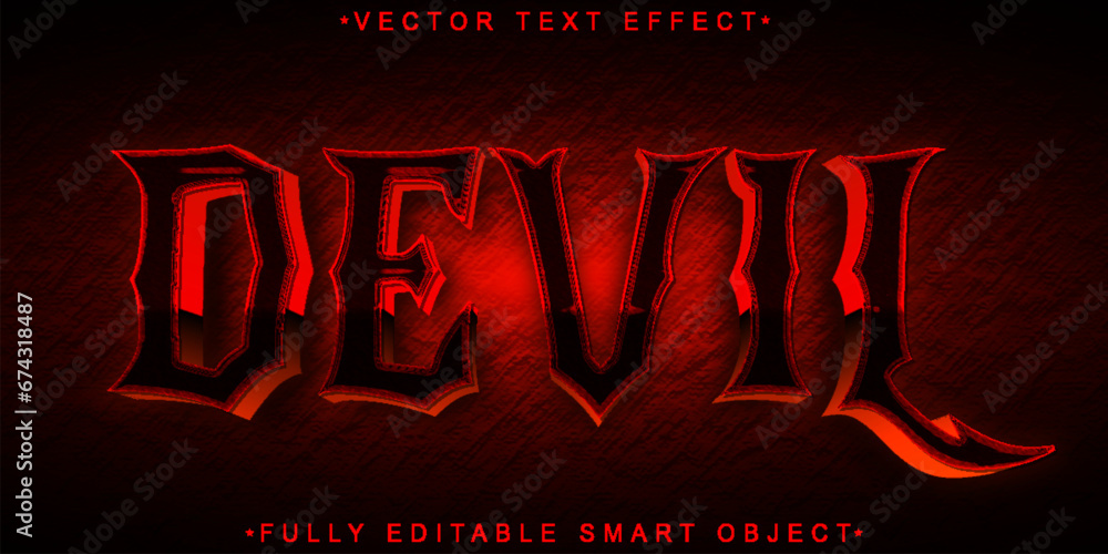 Poster horror hell devil red darken vector fully editable smart object text effect
