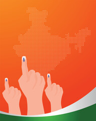 vote in India with Indian dot map Indian flag background vector