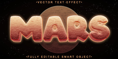 Cartoon Realistic Mars Vector Fully Editable Smart Object Text Effect © HUMA