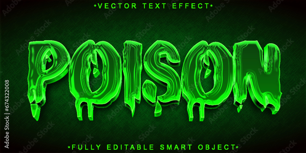 Poster green slime poison vector fully editable smart object text effect