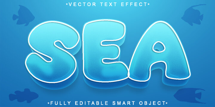 Cartoon Sea Vector Fully Editable Smart Object Text Effect
