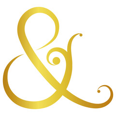 Golden luxury ampersand sign Ampersand border for printing invitations wedding card