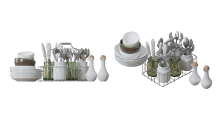 isolated kitchen utensils, fork, spoon, bowl, plate