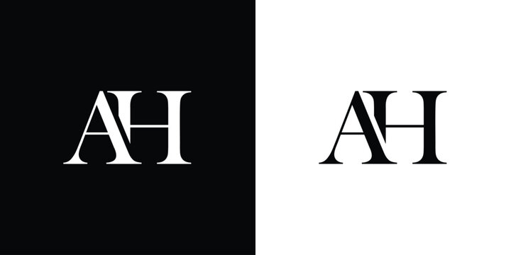 AH Letter Logo Design with Creative connected Serif Font.