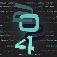2024 and Happy New Year inscriptions on a dark background. Vector illustration