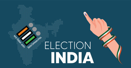 election in India Indian dot map Indian election vector poster  - obrazy, fototapety, plakaty