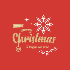 Fototapeta premium Merry christmas text with snowflake design illustration
