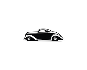Naklejka premium 1932 ford coupe. isolated white background appear from the side with style. premium vector design. Best for logos, badges, emblems, icons, design stickers, vintage, old car industry.