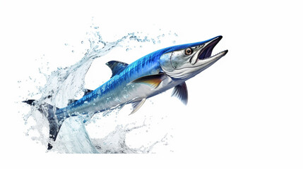 Barracuda Fish from the blue sea, isolated in white