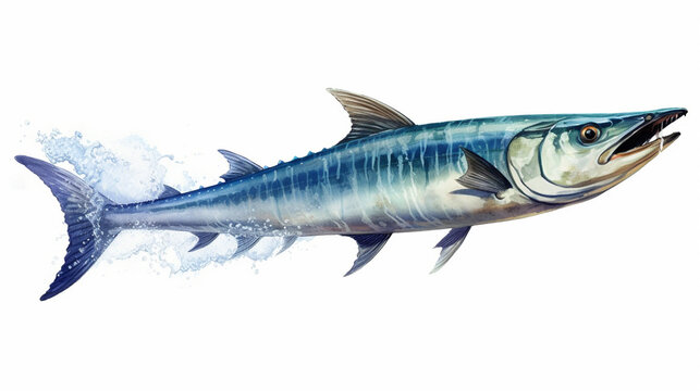 recommend clip art: Barracuda Fish from the blue sea, isolated in white