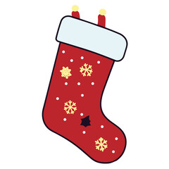 Cute Christmas Stocking vector illustration, Christmas Day, Christmas Eve