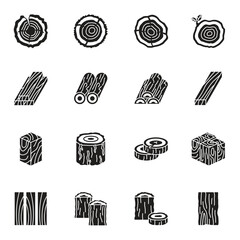 Set of Wood Logs for Forestry and Lumber Industry glyph icon vecter.