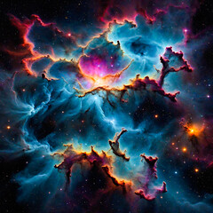 Explore the universe's beauty with AI-rendered nebula. 