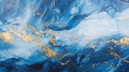 Abstract white blue gold marble background