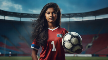 Young indian female soccer player