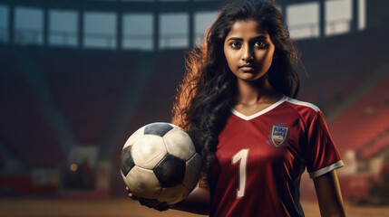 Young indian female soccer player