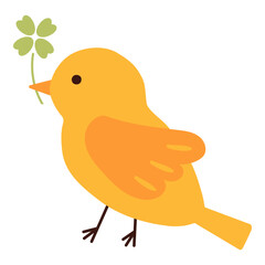 四葉のクローバーをプレゼントする小鳥