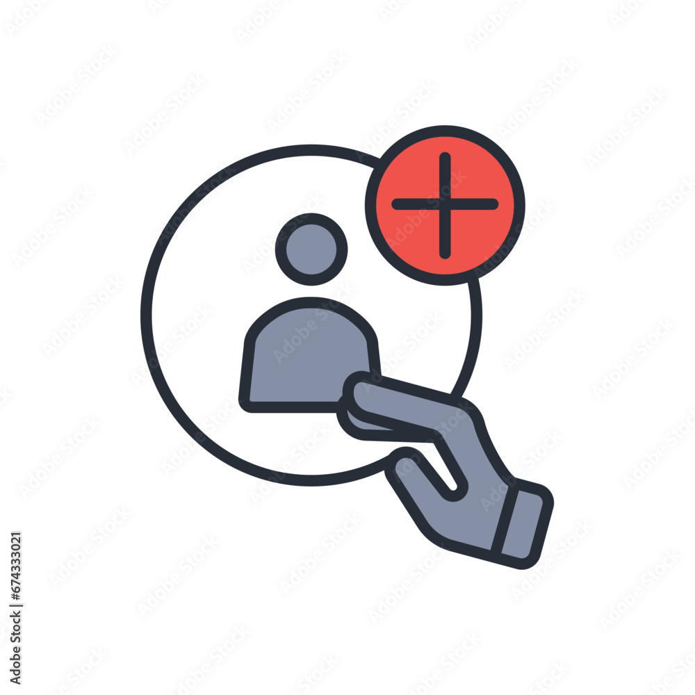 Poster add user icon. vector.editable stroke.linear style sign for use web design,logo.symbol illustration.