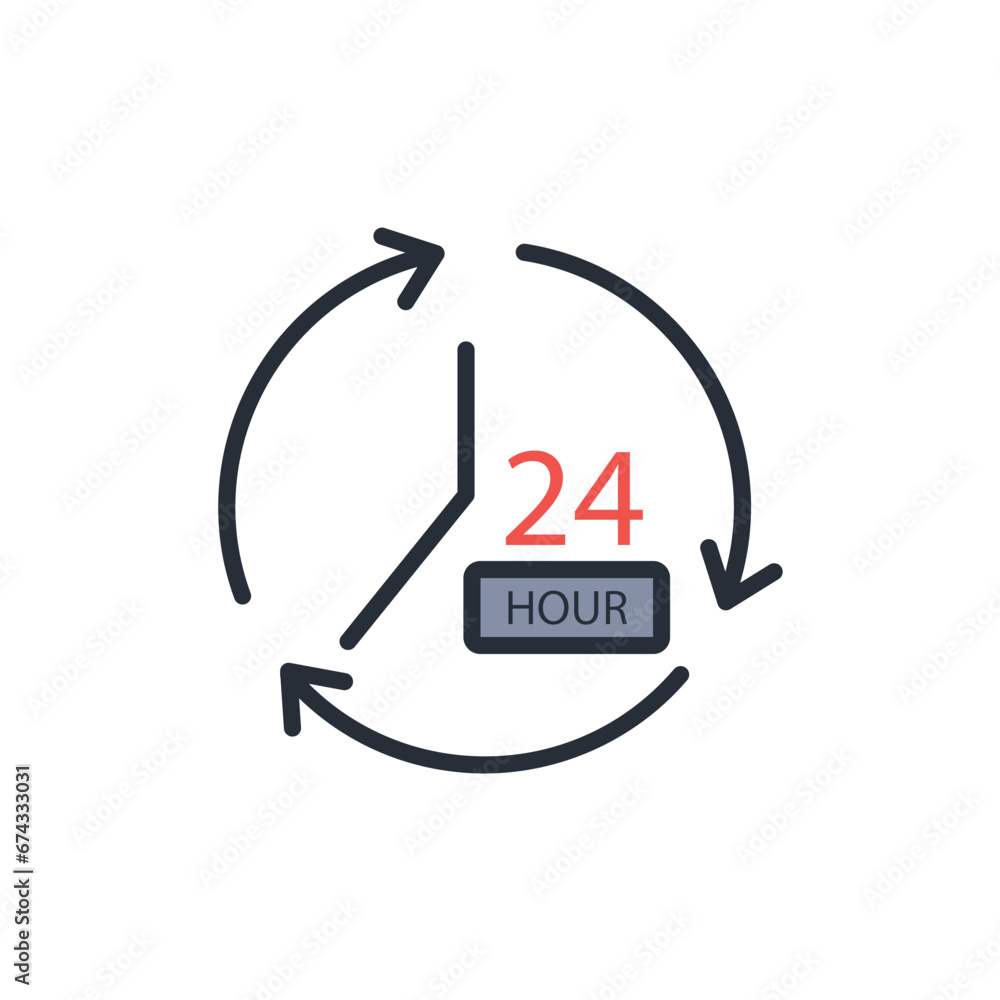 Poster 24 hours icon. vector.editable stroke.linear style sign for use web design,logo.symbol illustration.