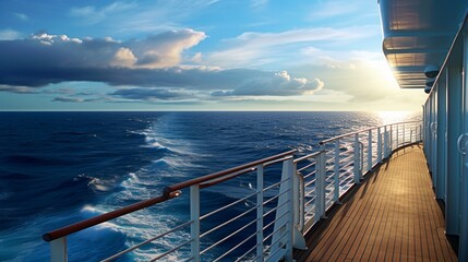 Ocean Panorama: Captivating View of the Sea Stretching to the Horizon from the Ship