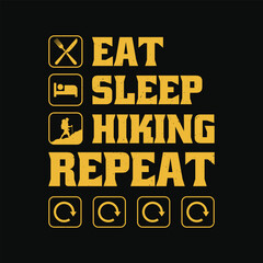 Eat Sleep Hiking Repeat t shirt. Funny hiking outdoor t-shirt design.