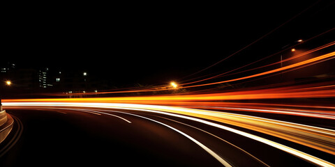 Fototapeta na wymiar Rush of Twilight: Streaks of Speed. Speed light trails, Colorful glowing swirls. Generative AI
