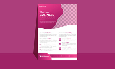 Attractive shapes & pink gradient corporate brand business flyer design concept. Modern flier.
