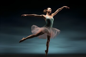 Fototapeta premium A powerful and graceful ballet dancer mid-leap. 