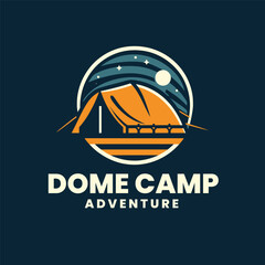 Dome tent camping illustration badge design 