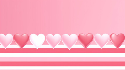 Pink background with hearts, Valentine’s day illustration with space for text 