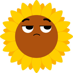 Sunflower Face Looking Right Mistrust