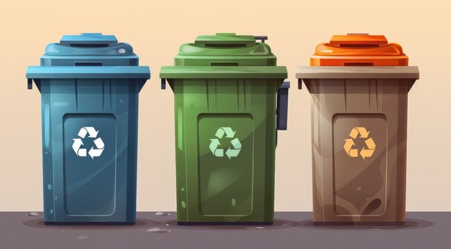 Containers with different types. Recycling concept. Generative AI
