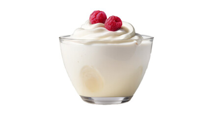 cream in glass  transparent, white background, isolate, png