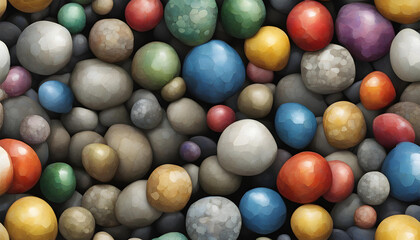Fototapeta na wymiar Illustration of small colors stones. Generative AI Illutration