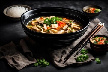 Noodles chicken soup