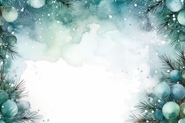 Fototapeta na wymiar Mock up watercolor Christmas background with empty space for text by Generative AI