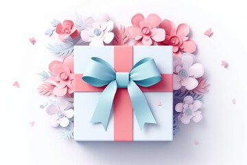 Pastel Gift Box on White Background A Delightful Gift-Giving Essential, ai generated