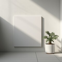 Blank Rectangle Poster with Delicate Shadows - Minimalist Design Mockup, ai generated