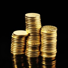 Casino Gold Coins on Black Background - Luxurious Gambling Stock Photoi generated