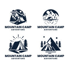 Vector mountain Exploring camping logo design set